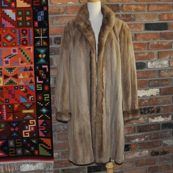 Majestic CANADA Pastel Honey Blonde Sheared MINK FUR LONG Coat Jacket - Picture 8 of 16